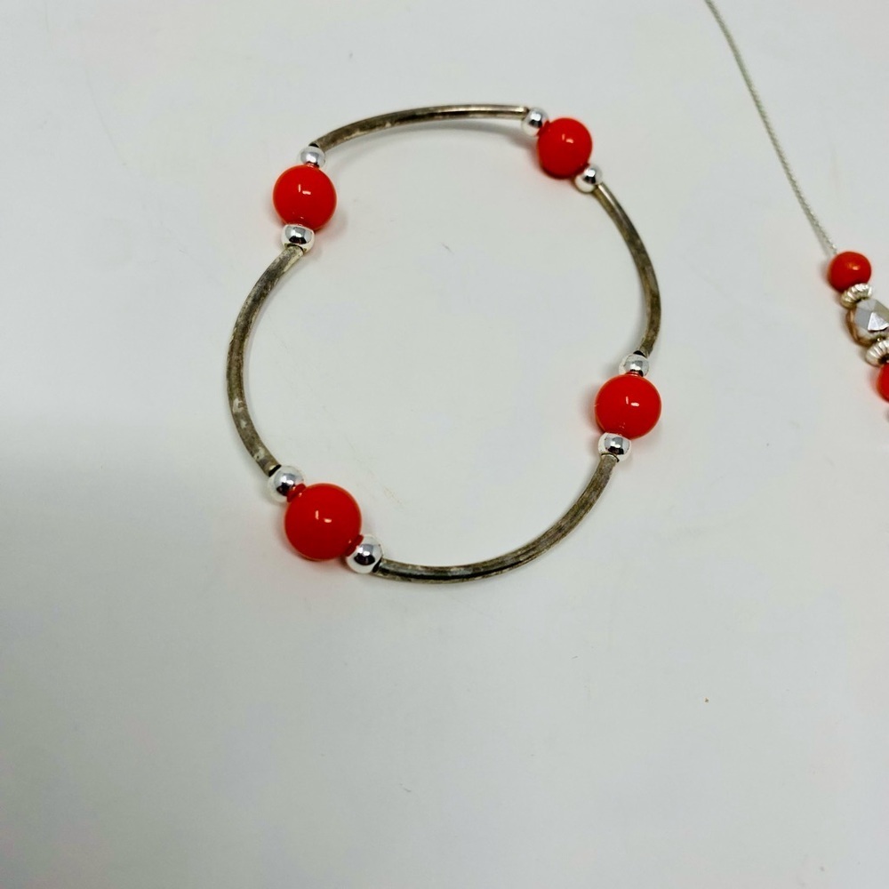 Elegant Orange Pendant Necklace, Bracelet & Earrings Set - Picture 5 of 9